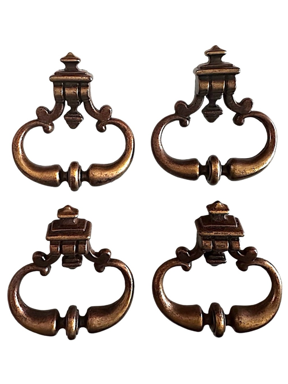 4 Vintage Gold Drop Ring Cabinet Knobs Drawer Pulls Handles Antique Hardware 3"